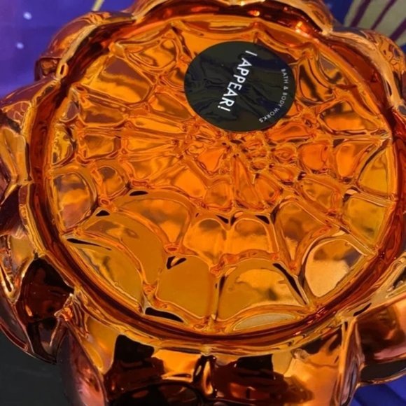 Bath & Body Works Halloween Pumpkin Candle Holder with Light up Glowing Skull - Picture 2 of 5